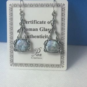 Paz Creations Roman Glass Earrings 925 Sterling
